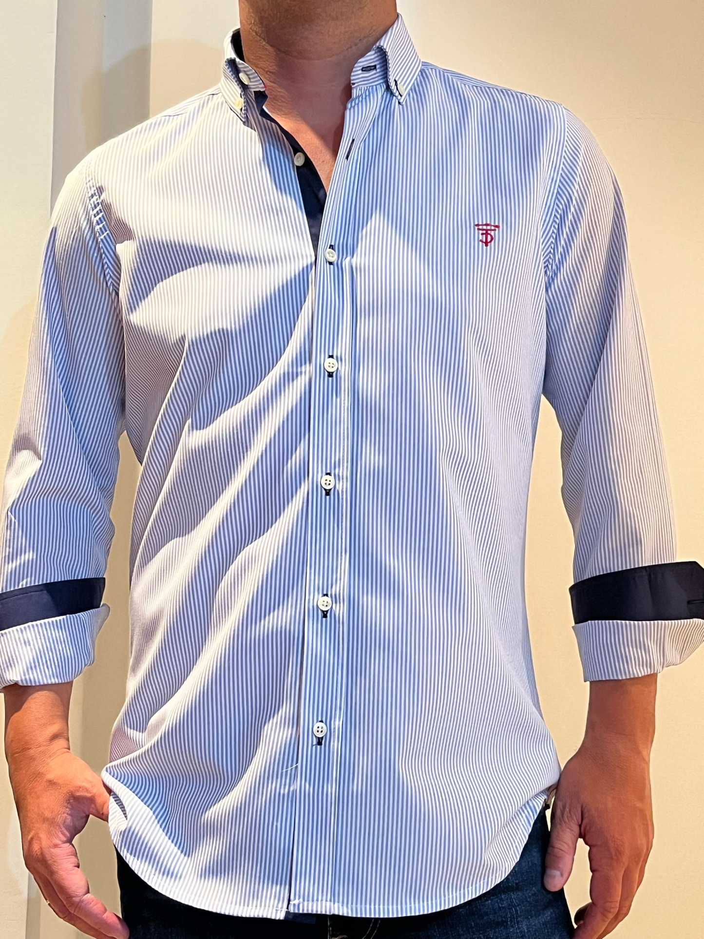Camisa Rayas Celeste Top