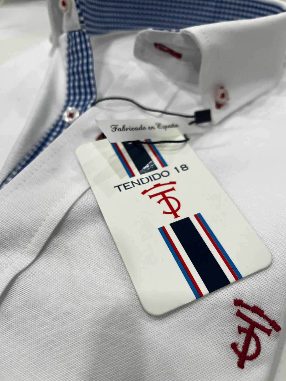 Camisa blanca Oxford con vichy