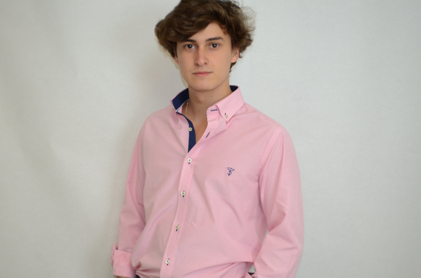 Camisa Cuadrito Vichy Rosa