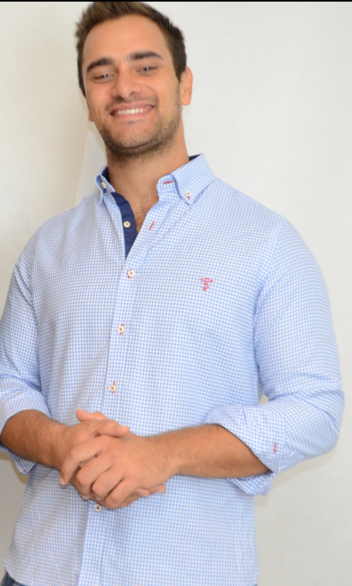 Camisa cuadrito vichy azul