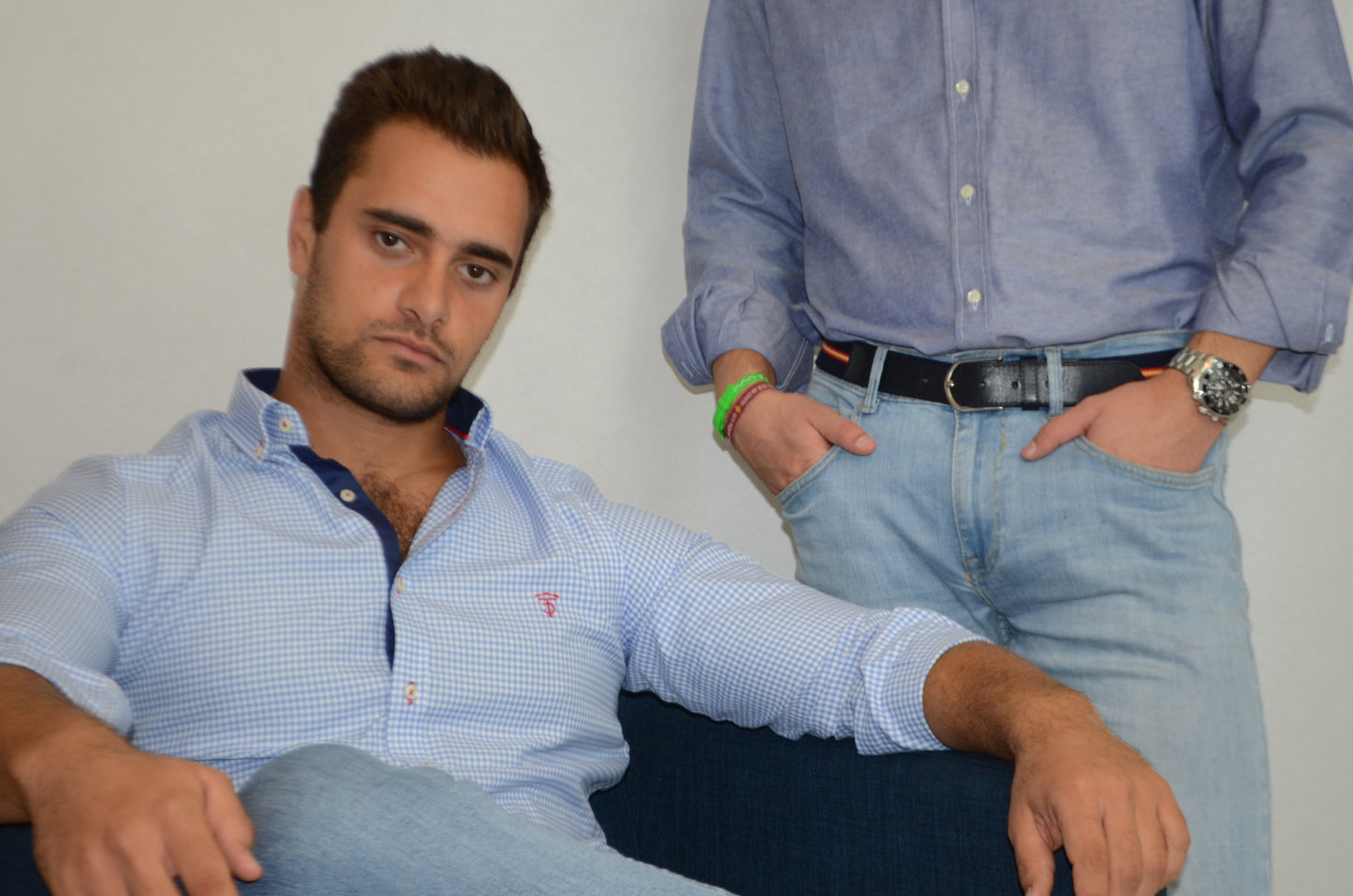 Camisa cuadrito vichy azul