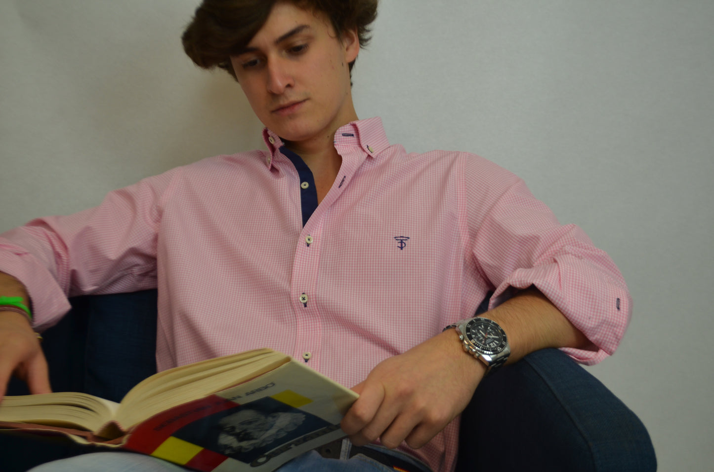 Chemise à carreaux vichy rose