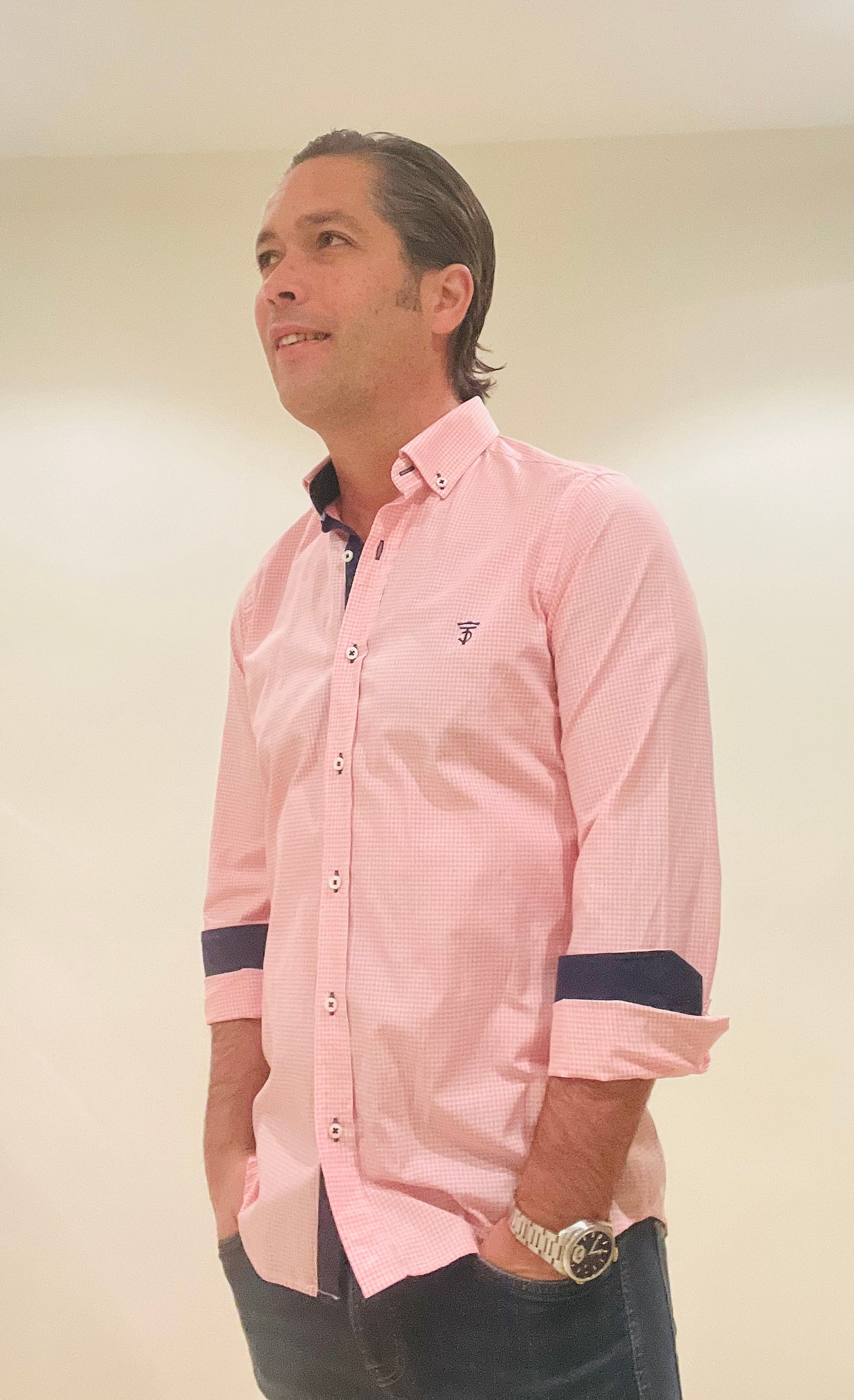 Camisa Cuadrito Vichy Rosa