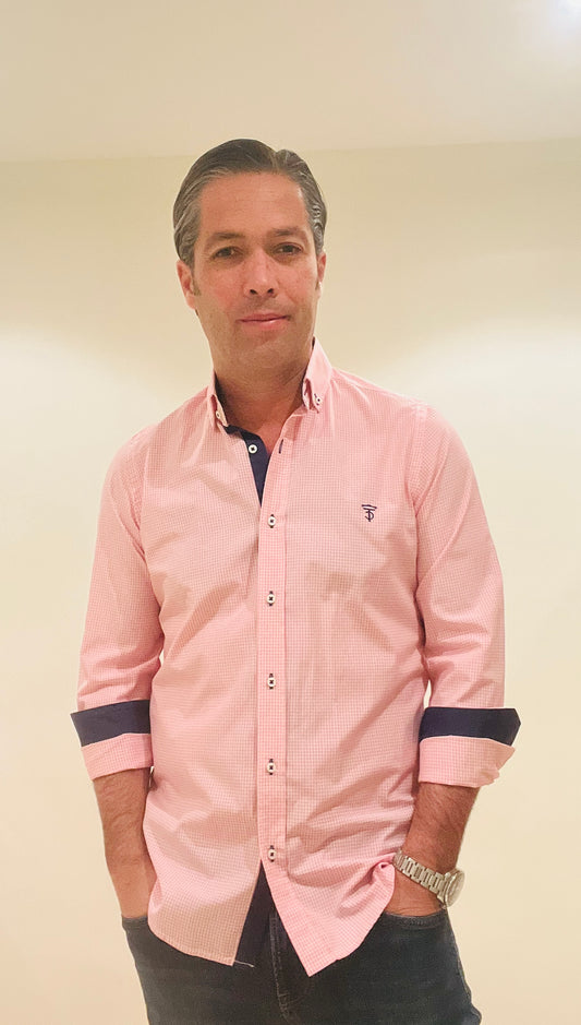 Camisa Cuadrito Vichy Rosa
