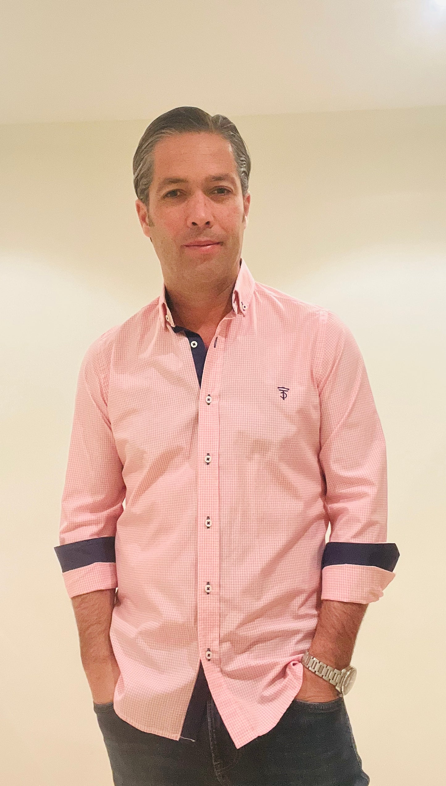 Camisa Cuadrito Vichy Rosa