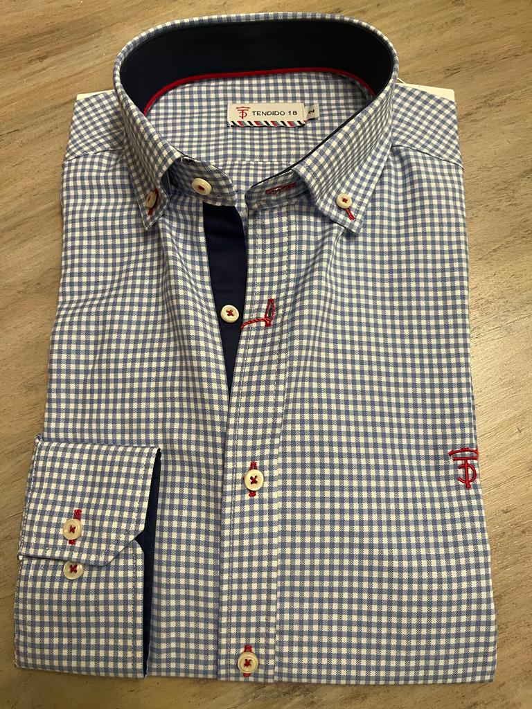 Camisa cuadrito vichy azul