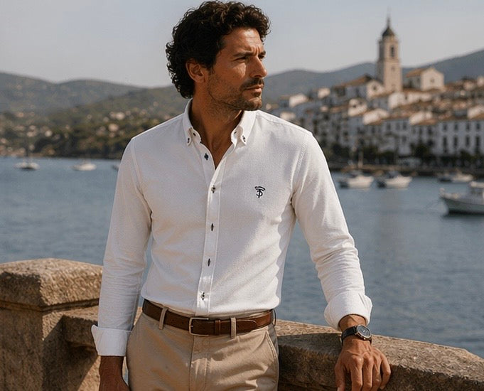 Camisa Oxford Piqué Blanca