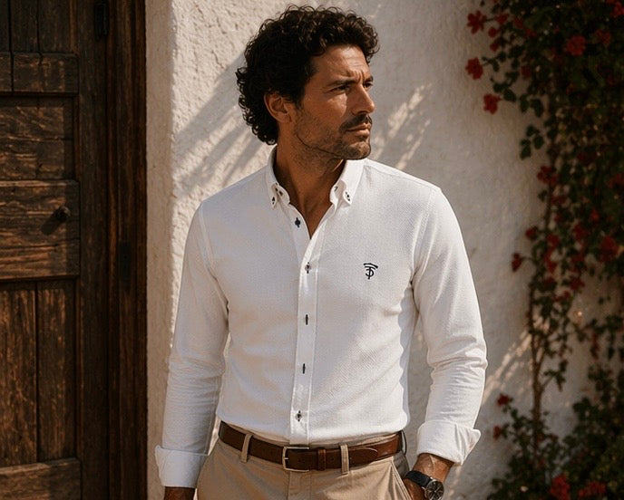 Camisa Oxford Piqué Blanca