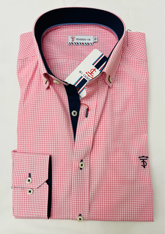 Chemise à carreaux vichy rose