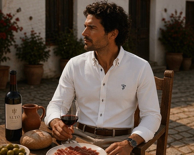 Camisa Oxford Piqué Blanca