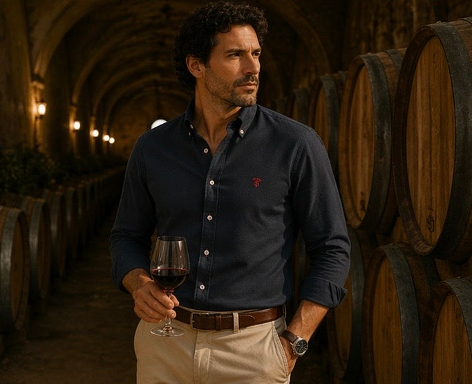 Camisa Oxford Piqué Marino