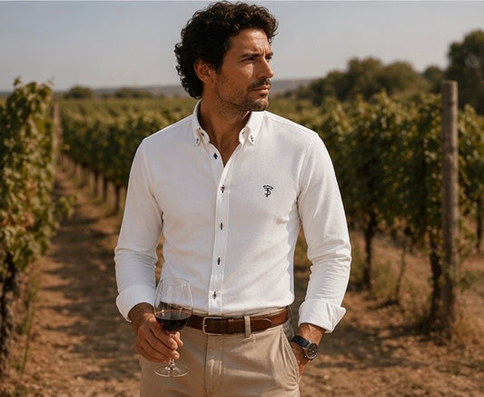 Camisa Oxford Piqué Blanca