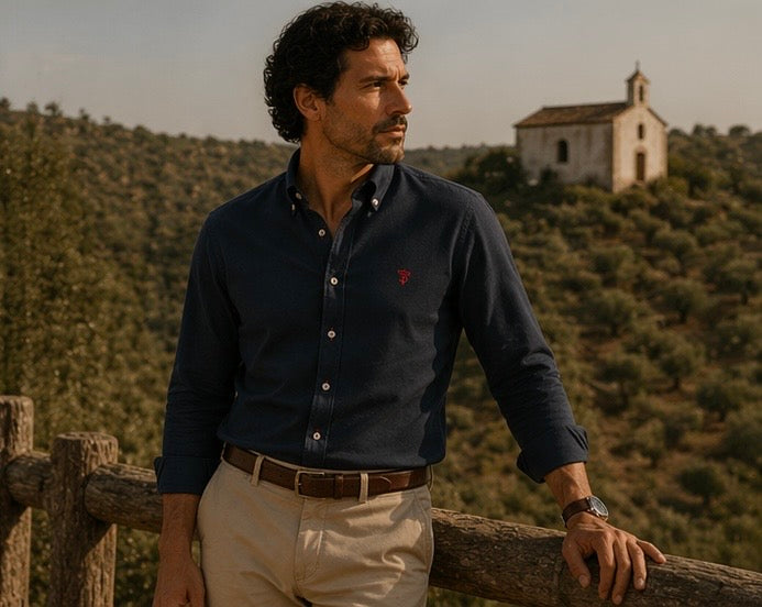 Camisa Oxford Piqué Marino