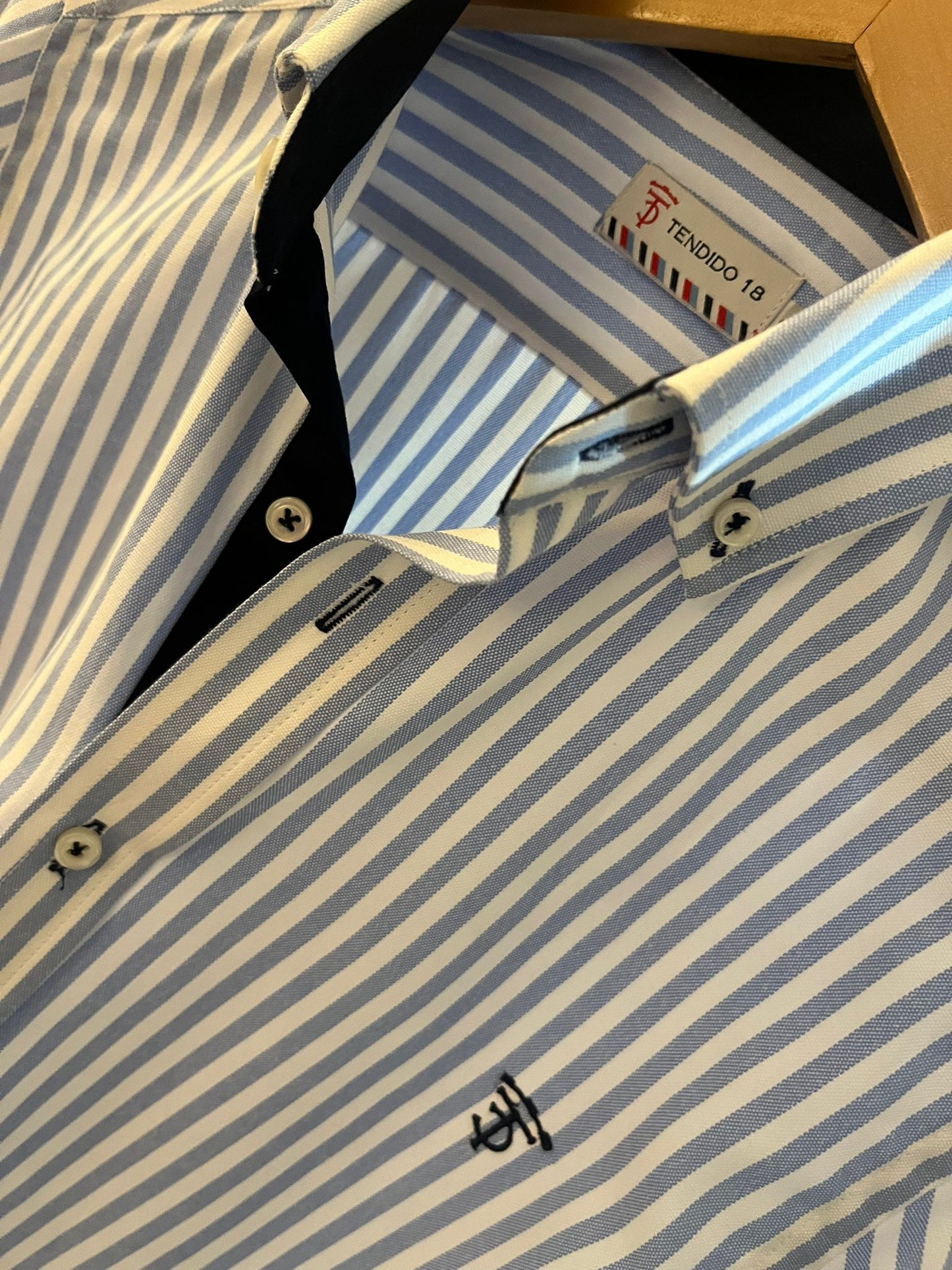 Chemise oxford rayée bleu clair